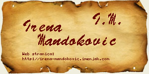 Irena Mandoković vizit kartica